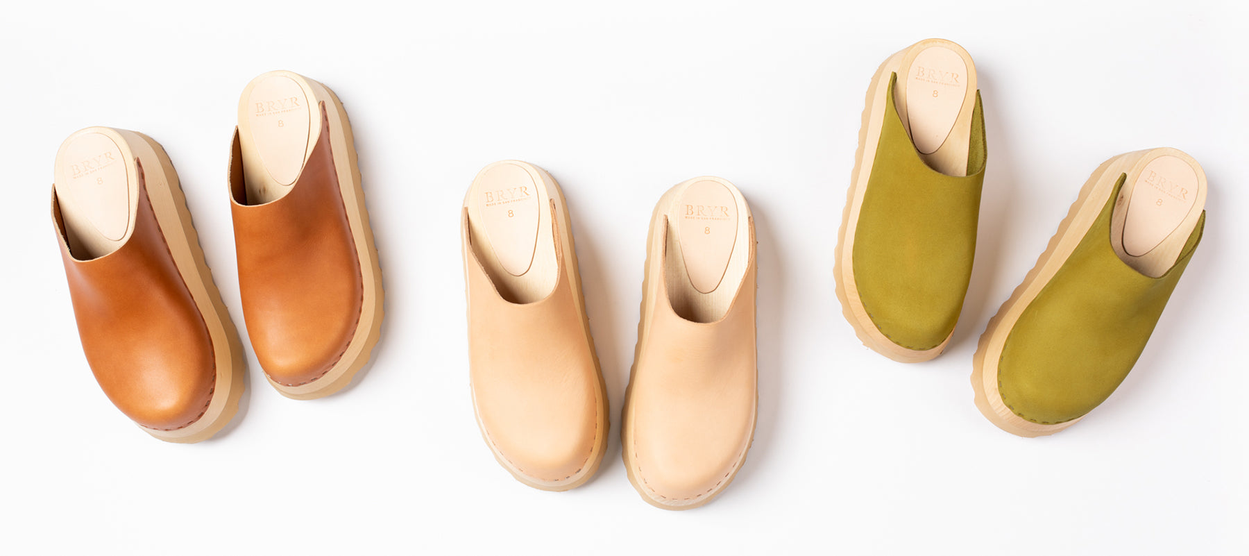 Stylish handcrafted clogs in earthy tones by Bryr Studio, showcasing timeless design and comfort