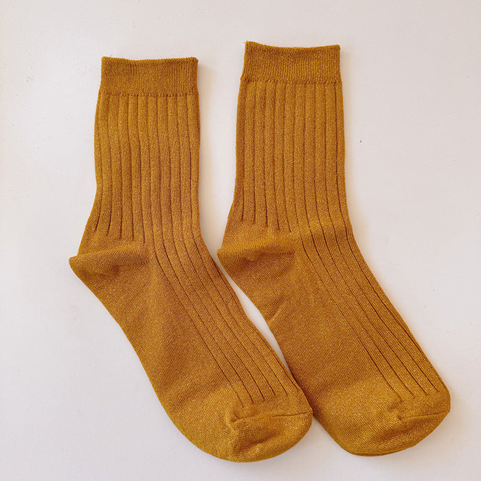 Mustard Glitter Socks